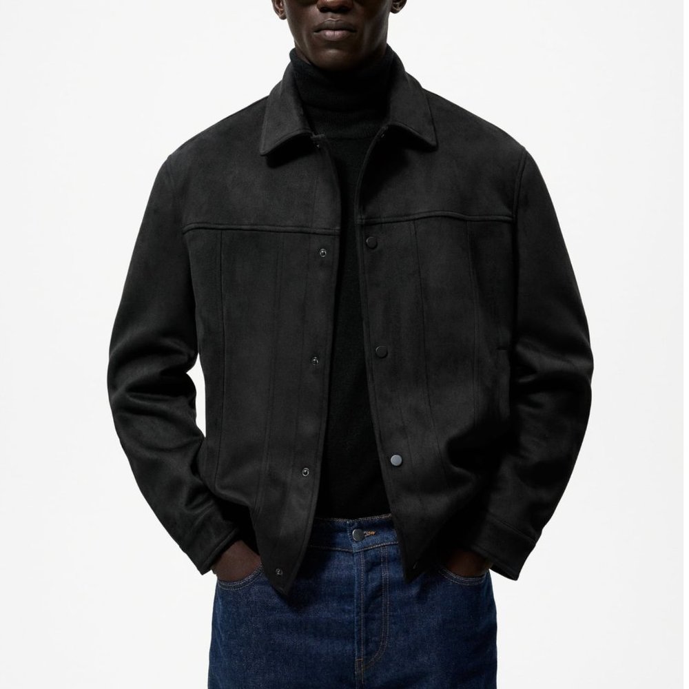 NWT Zara Faux Suede Jacket in Black